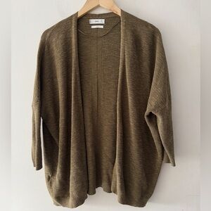 Mango Linen Moss Green Open Cardigan